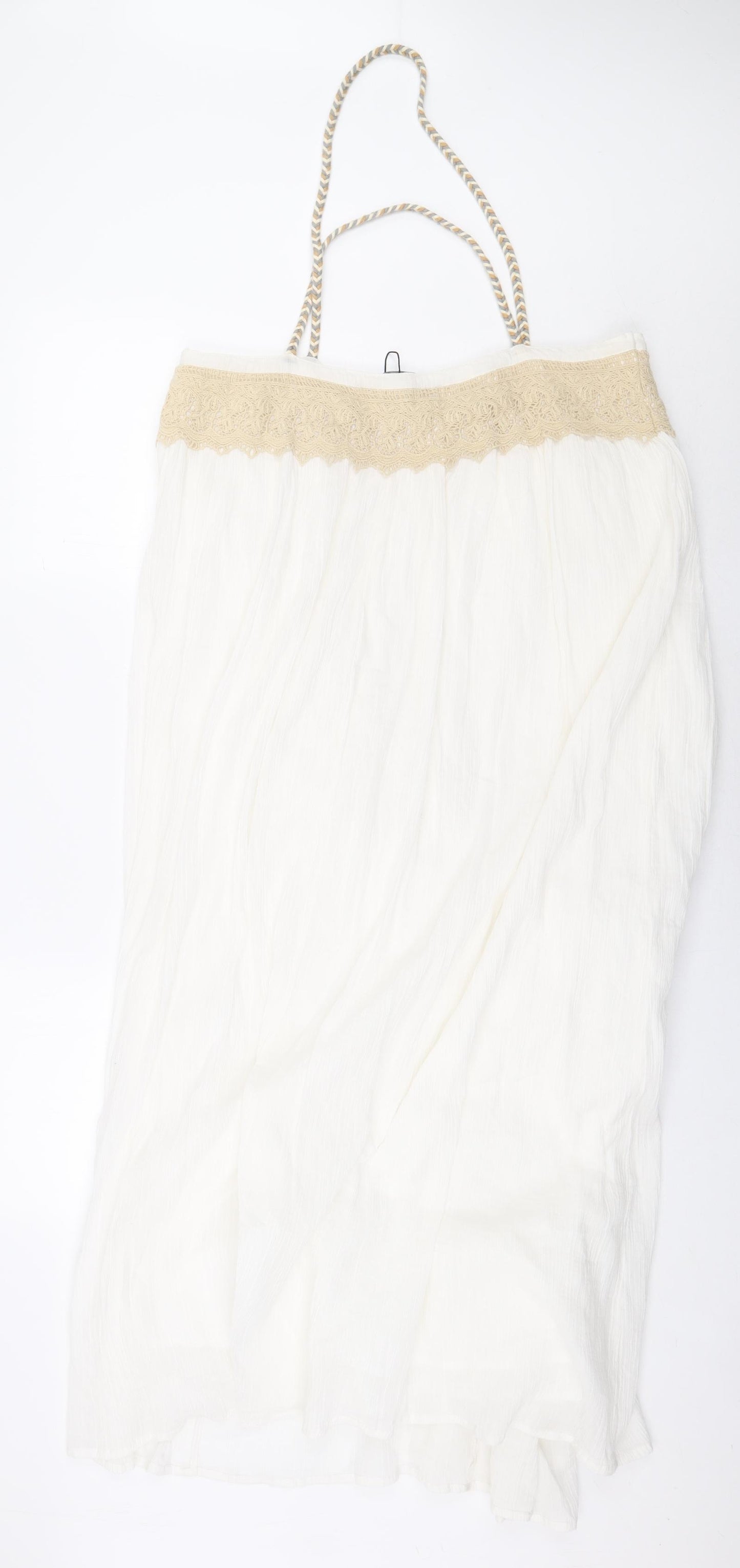 Zara Womens White 100% Cotton Sheath Size M Off the Shoulder Pullover - Lace Detail
