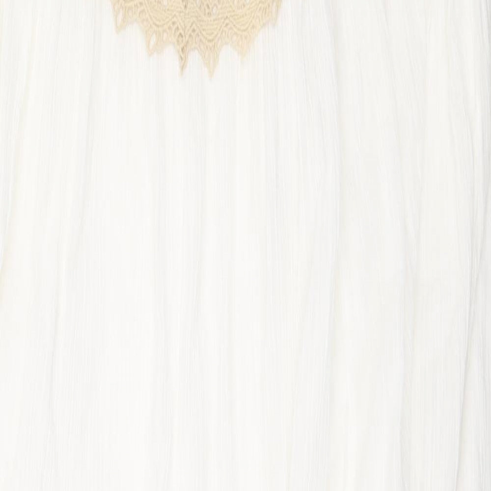 Zara Womens White 100% Cotton Sheath Size M Off the Shoulder Pullover - Lace Detail