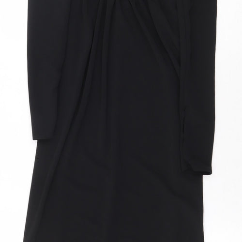 Zara Womens Black Polyester Ball Gown Size S Boat Neck Tie