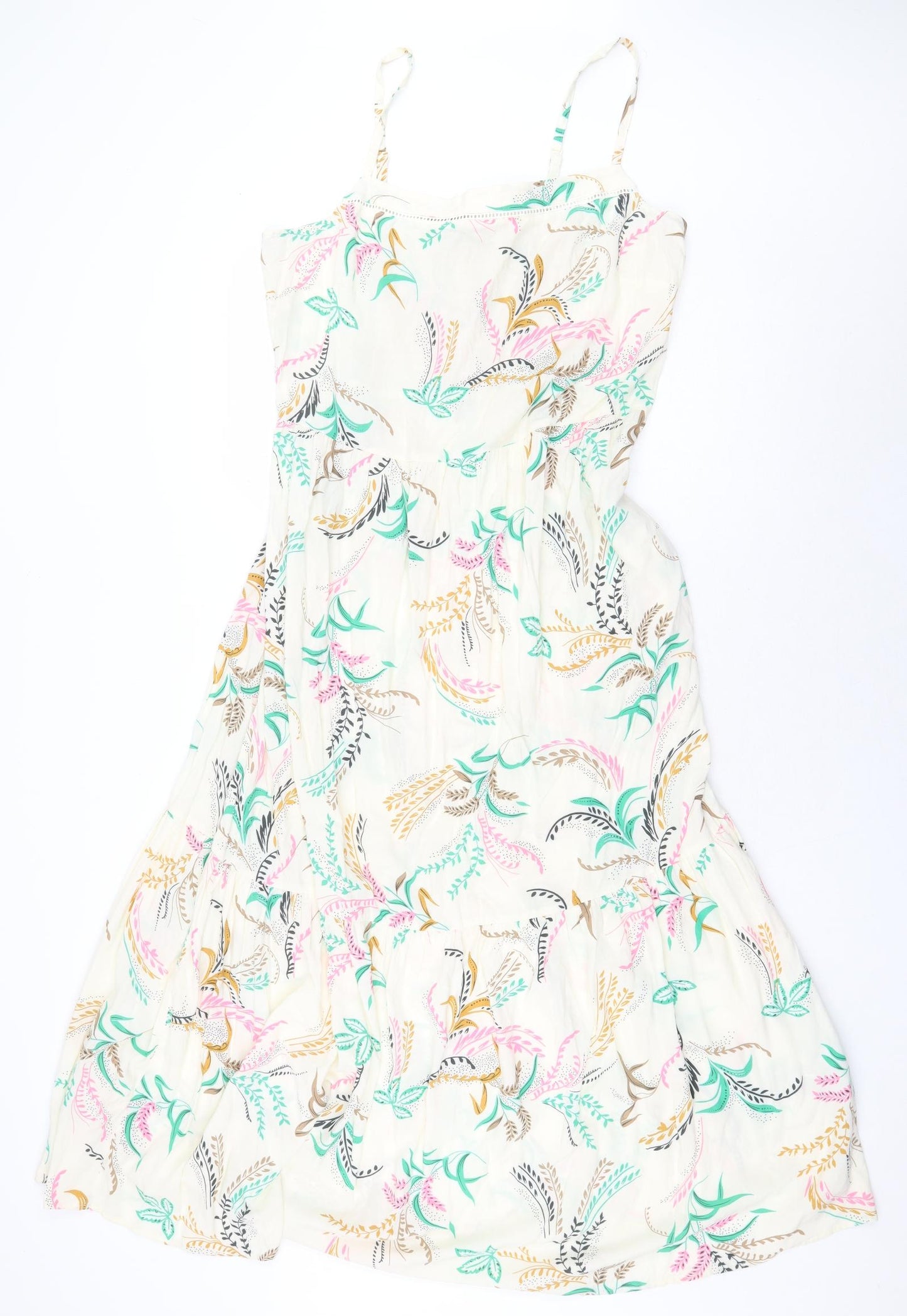Marks and Spencer Womens White Floral Viscose Maxi Size 12 Off the Shoulder Pullover