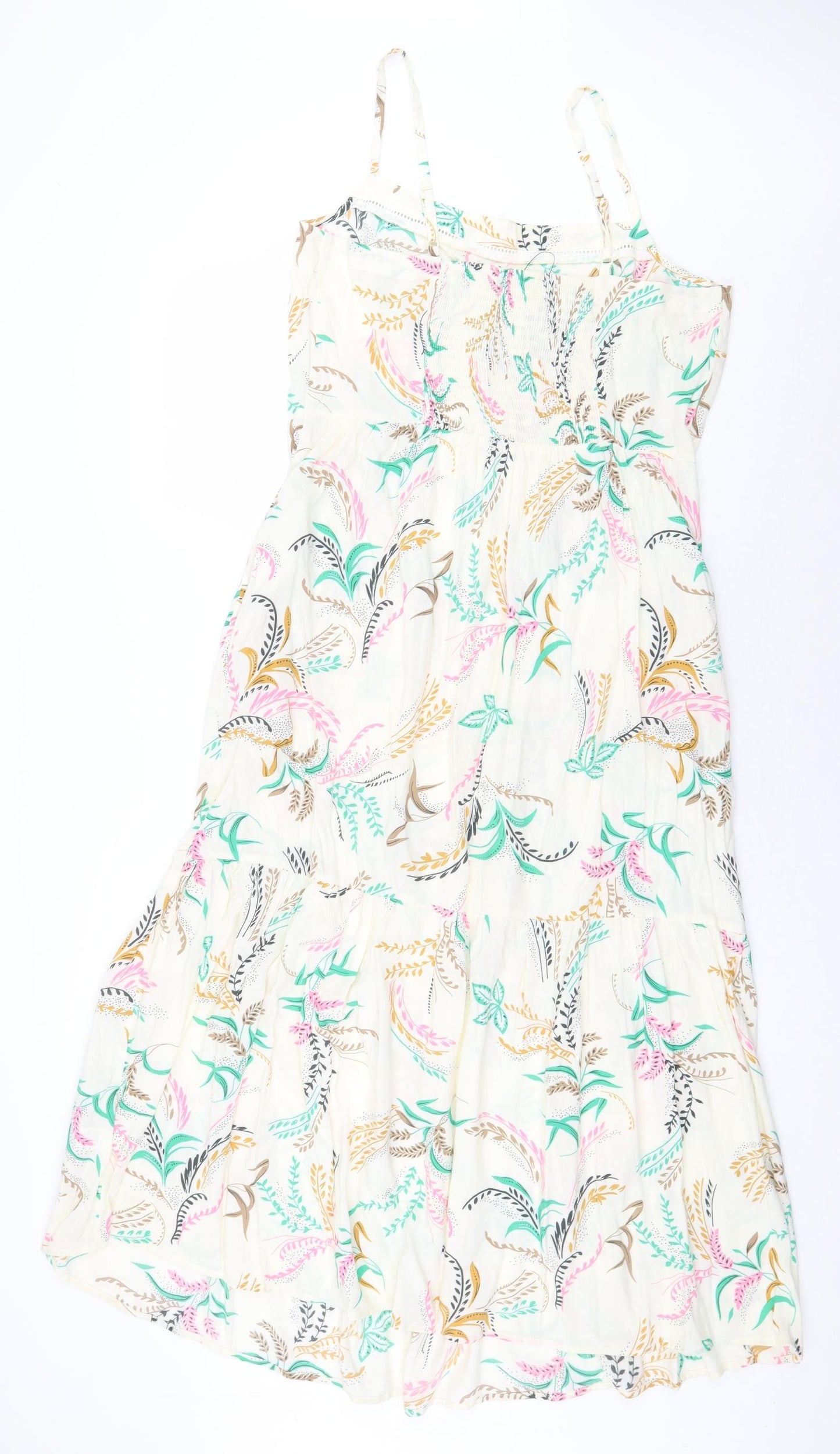 Marks and Spencer Womens White Floral Viscose Maxi Size 12 Off the Shoulder Pullover