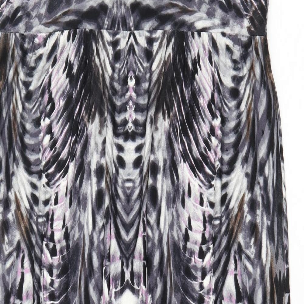 Per Una Womens Grey Animal Print Viscose Maxi Size 14 V-Neck Pullover