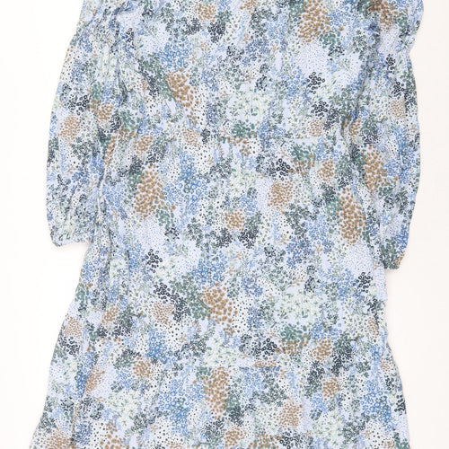 Fransa Womens Blue Floral Viscose Maxi Size M V-Neck Pullover