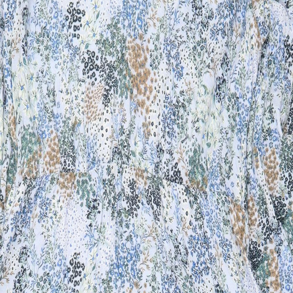 Fransa Womens Blue Floral Viscose Maxi Size M V-Neck Pullover