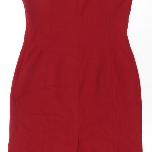 NEXT Womens Red Polyester Sheath Size 12 Scoop Neck Zip