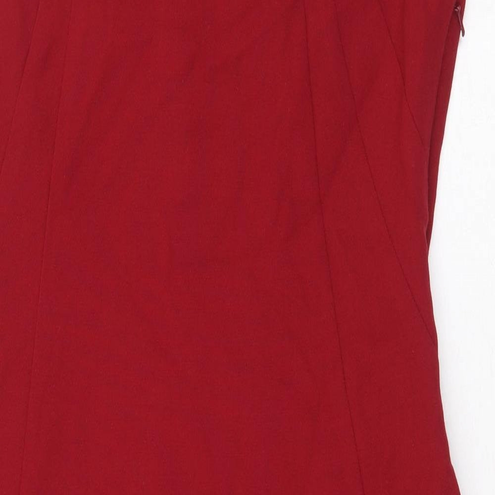 NEXT Womens Red Polyester Sheath Size 12 Scoop Neck Zip