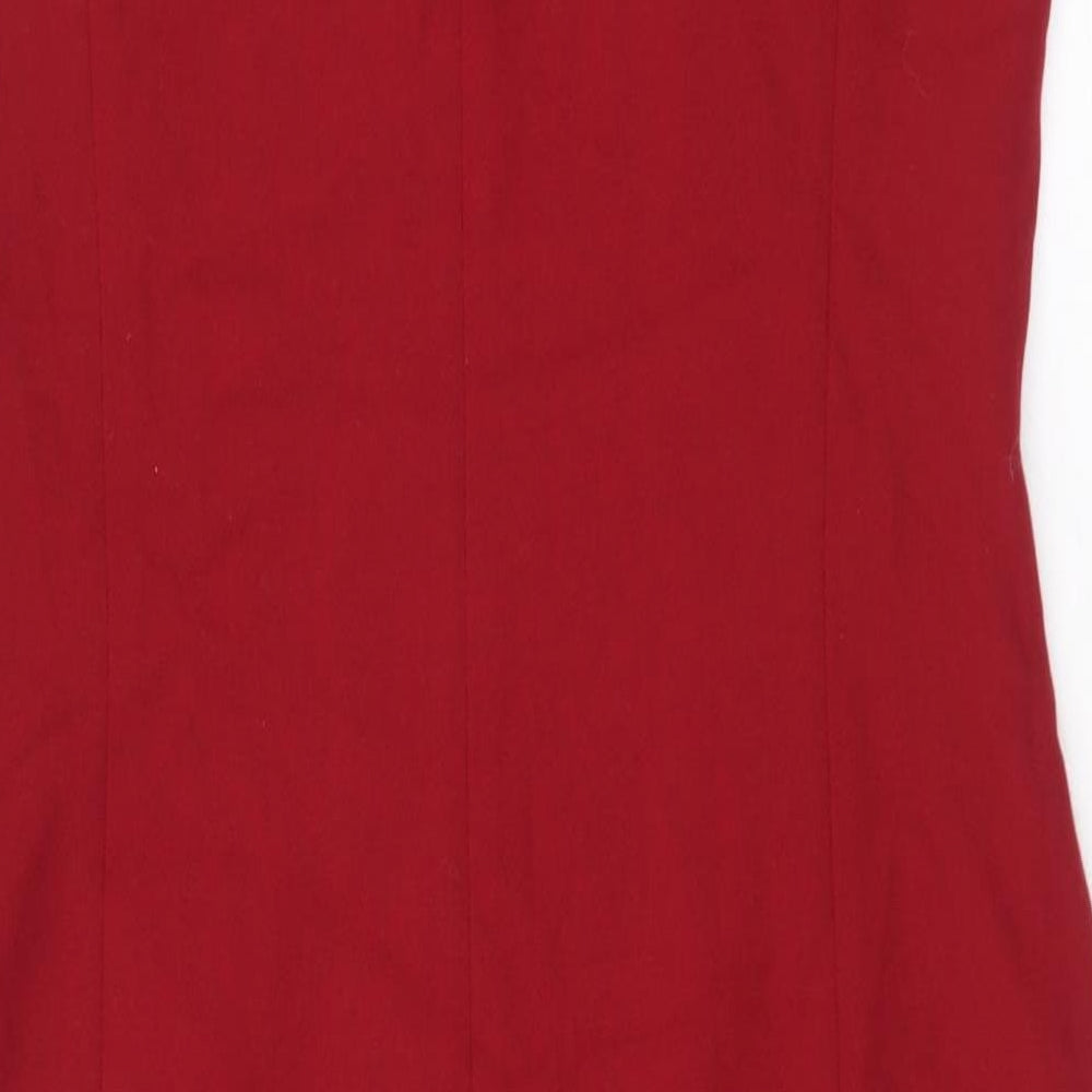 NEXT Womens Red Polyester Sheath Size 12 Scoop Neck Zip