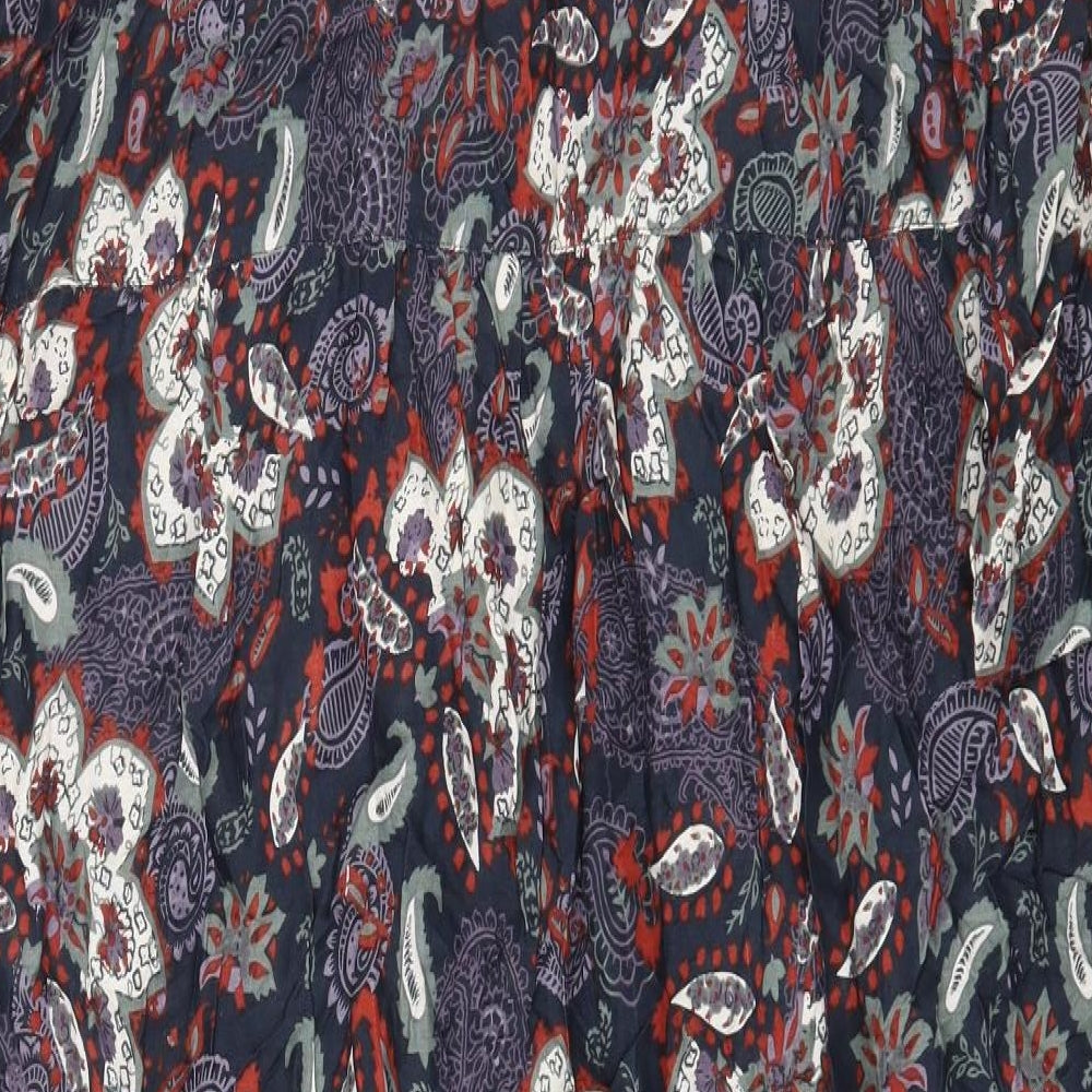 The Vermont Country Store Womens Multicoloured Paisley Rayon Kaftan Size M V-Neck Pullover