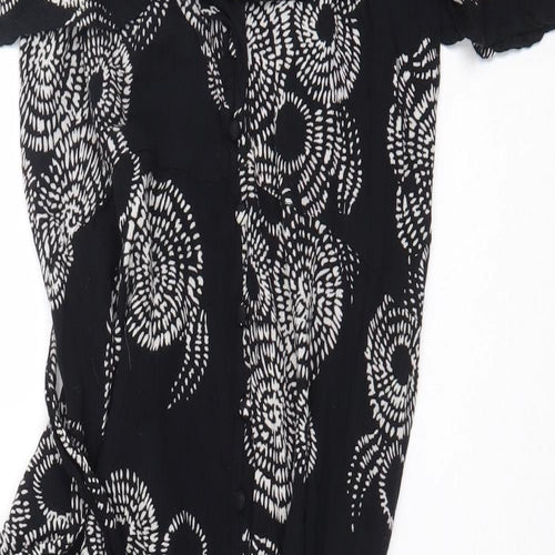 River Island Womens Black Geometric Viscose Maxi Size 8 Off the Shoulder Pullover - Slit