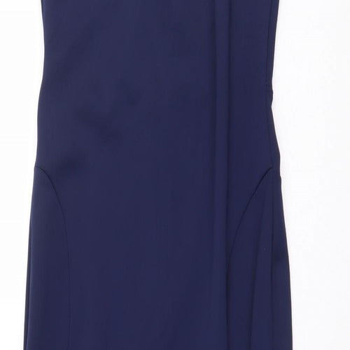 TFNC London Womens Blue Polyester Ball Gown Size 12 Scoop Neck Zip - Embellished Neckline