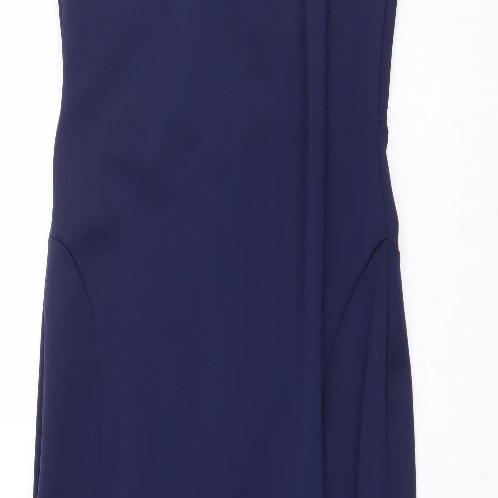 TFNC London Womens Blue Polyester Ball Gown Size 12 Scoop Neck Zip - Embellished Neckline