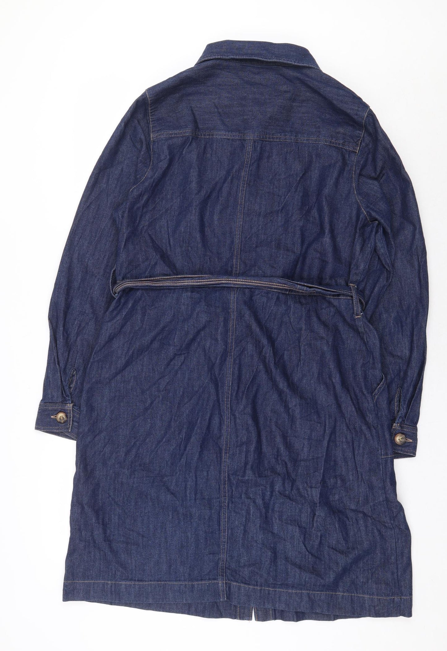 Papaya Womens Blue 100% Cotton Shirt Dress Size 16 Collared Button