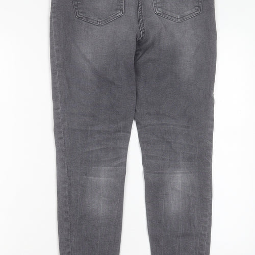 Papaya Womens Grey Cotton Skinny Jeans Size 14 L29 in Regular Button