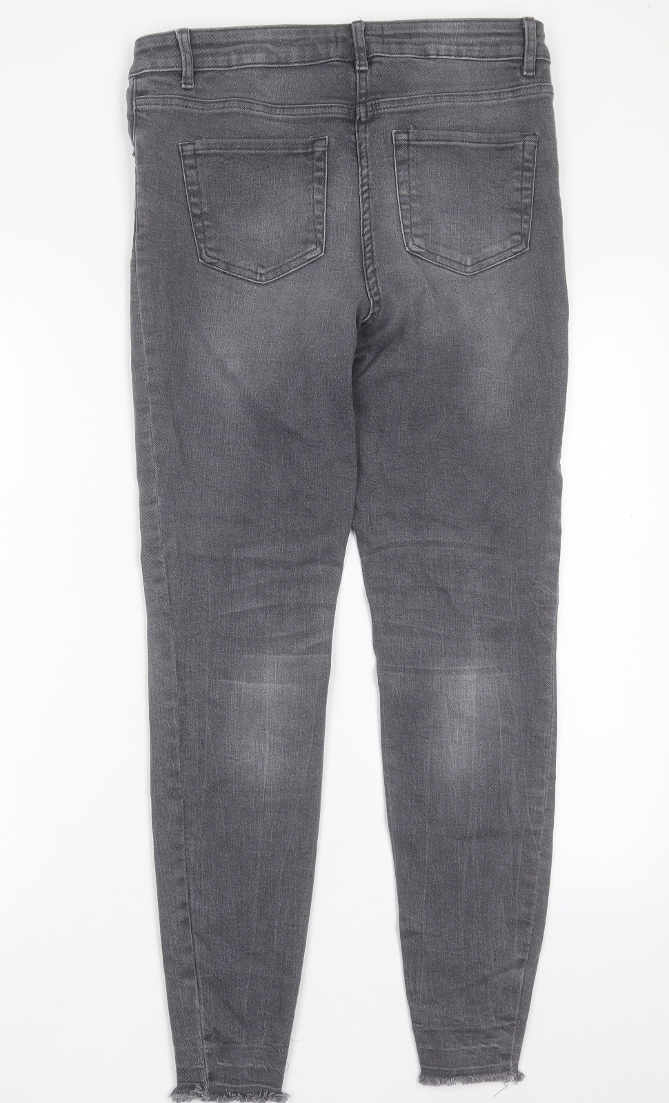 Papaya Womens Grey Cotton Skinny Jeans Size 14 L29 in Regular Button