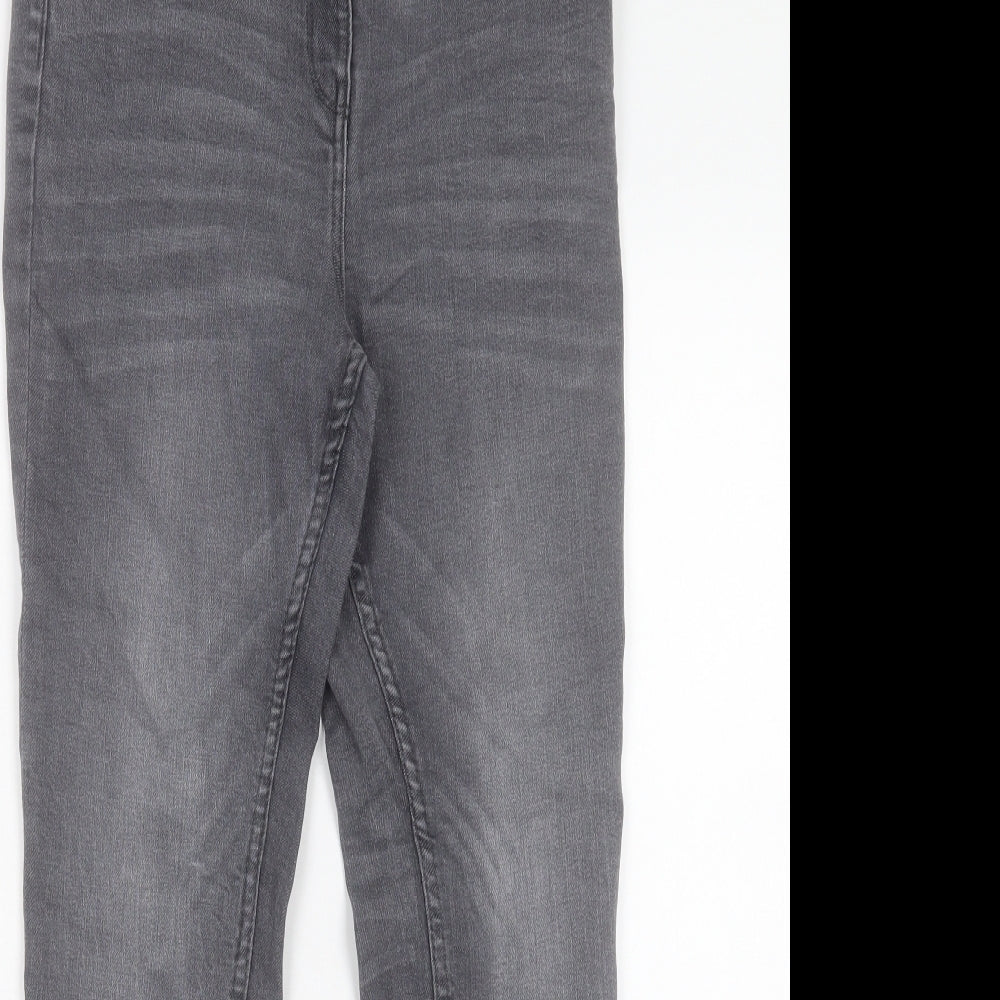 Papaya Womens Grey Cotton Skinny Jeans Size 14 L29 in Regular Button