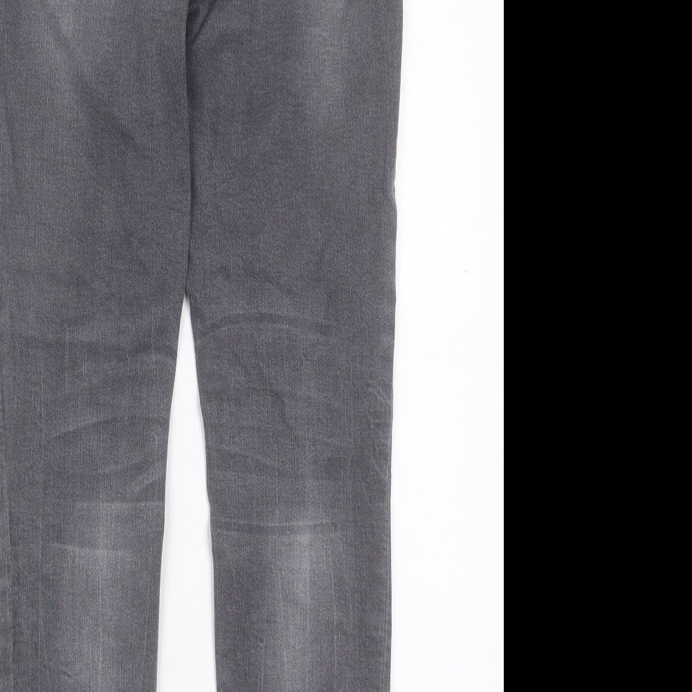 Papaya Womens Grey Cotton Skinny Jeans Size 14 L29 in Regular Button