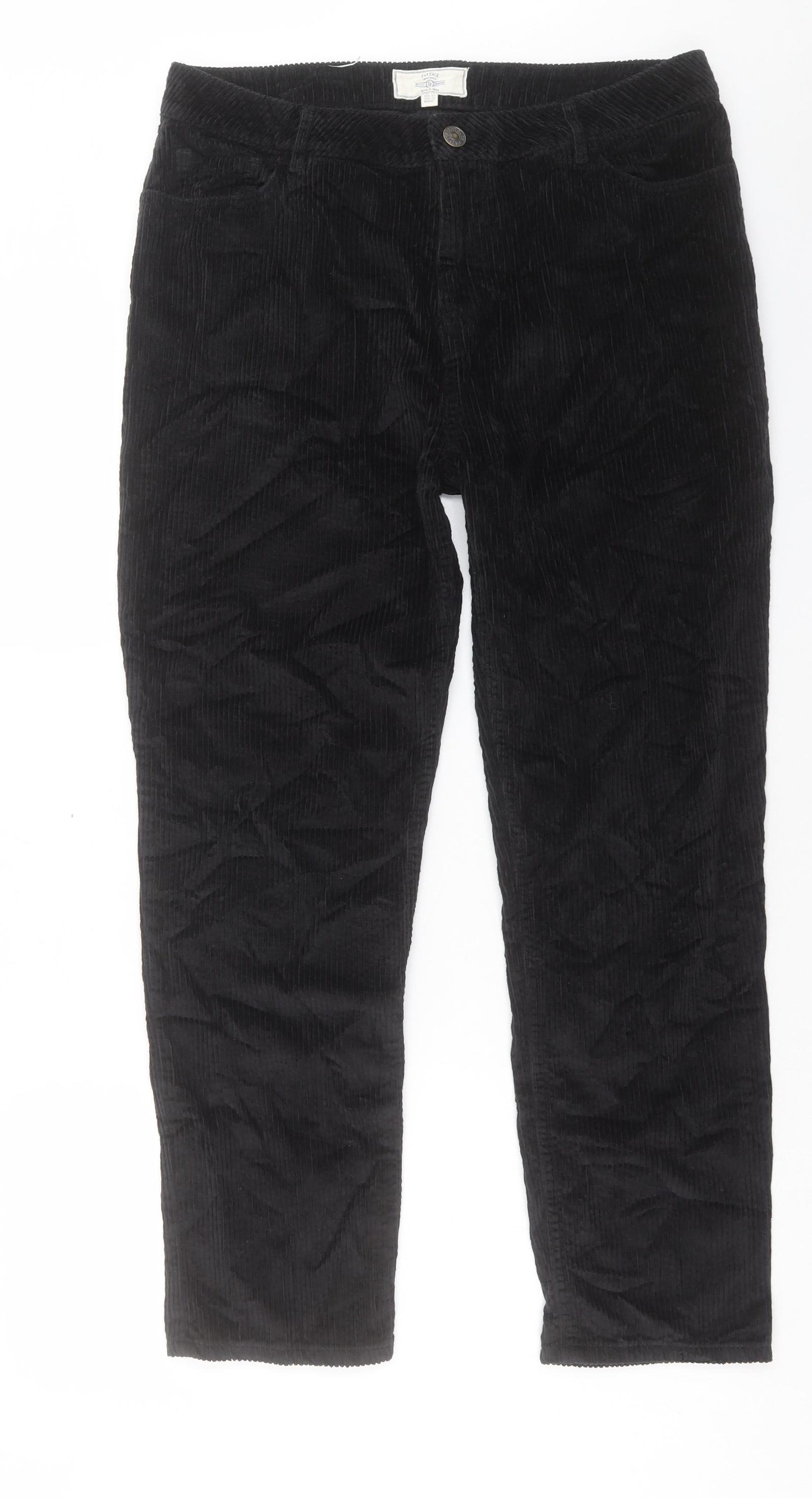 Fat Face Womens Black Cotton Straight Jeans Size 14 L27 in Regular Button