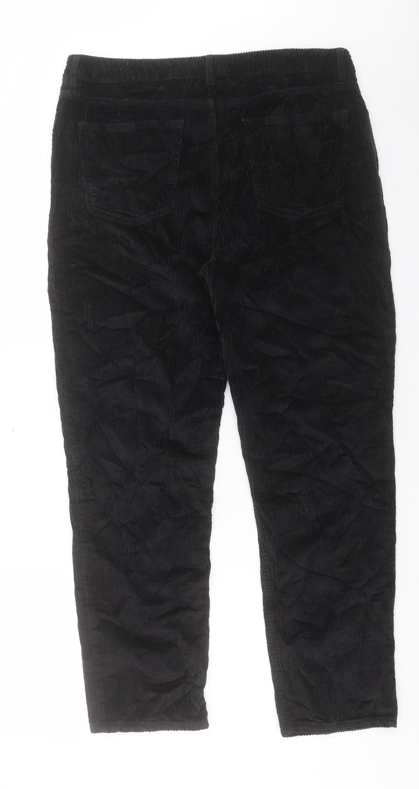 Fat Face Womens Black Cotton Straight Jeans Size 14 L27 in Regular Button