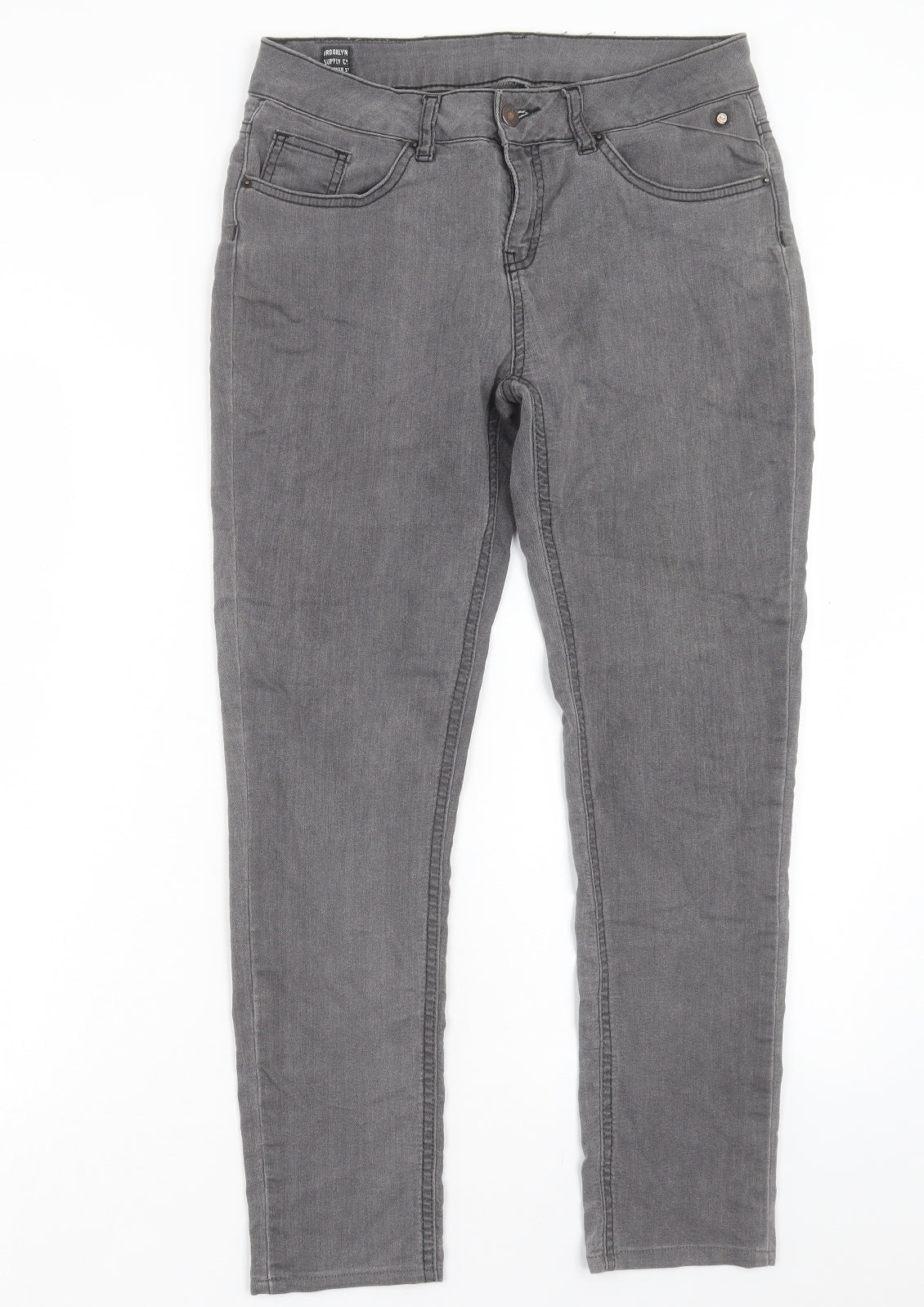 Brooklyn Supply Co Womens Grey Cotton Cropped Jeans Size 12 L27 in Regular Button