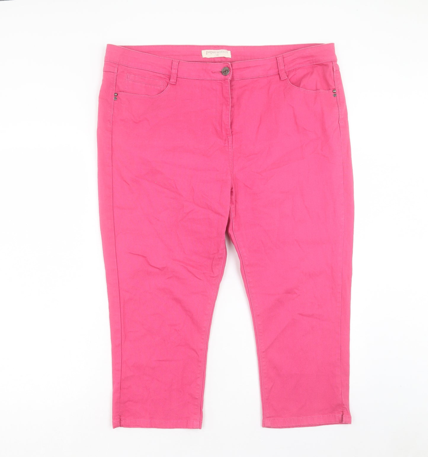 Papaya Womens Pink Cotton Cropped Jeans Size 20 L21 in Regular Button