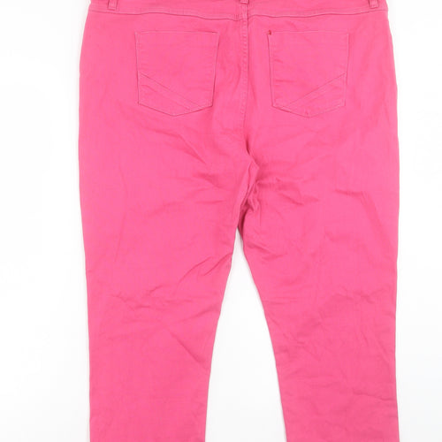 Papaya Womens Pink Cotton Cropped Jeans Size 20 L21 in Regular Button
