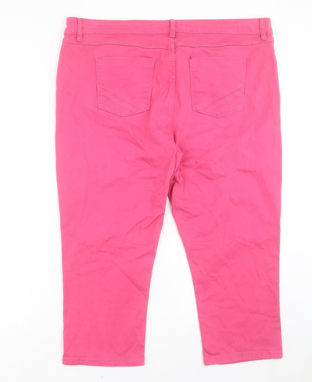 Papaya Womens Pink Cotton Cropped Jeans Size 20 L21 in Regular Button