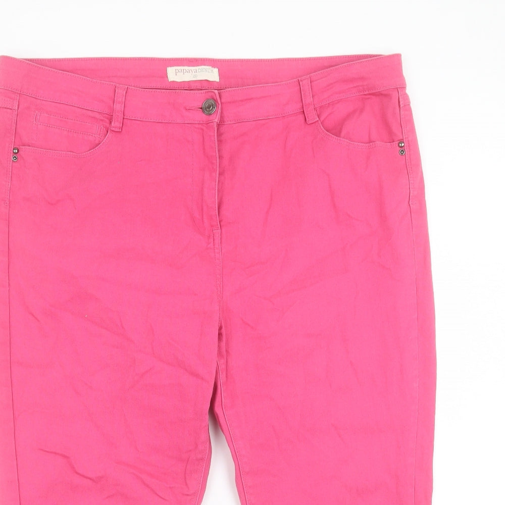Papaya Womens Pink Cotton Cropped Jeans Size 20 L21 in Regular Button