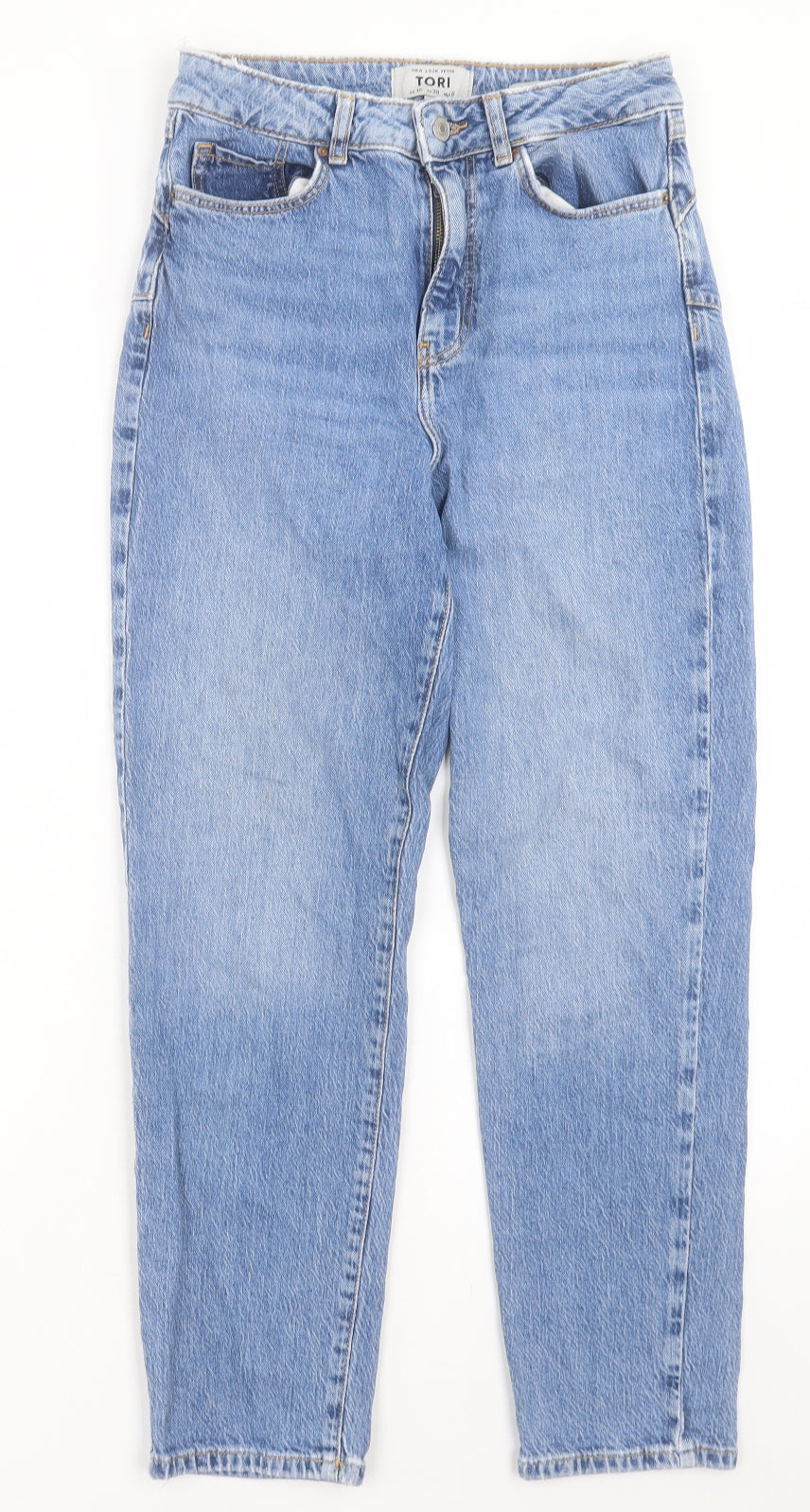 New Look Womens Blue Cotton Mom Jeans Size 10 L26 in Regular Button