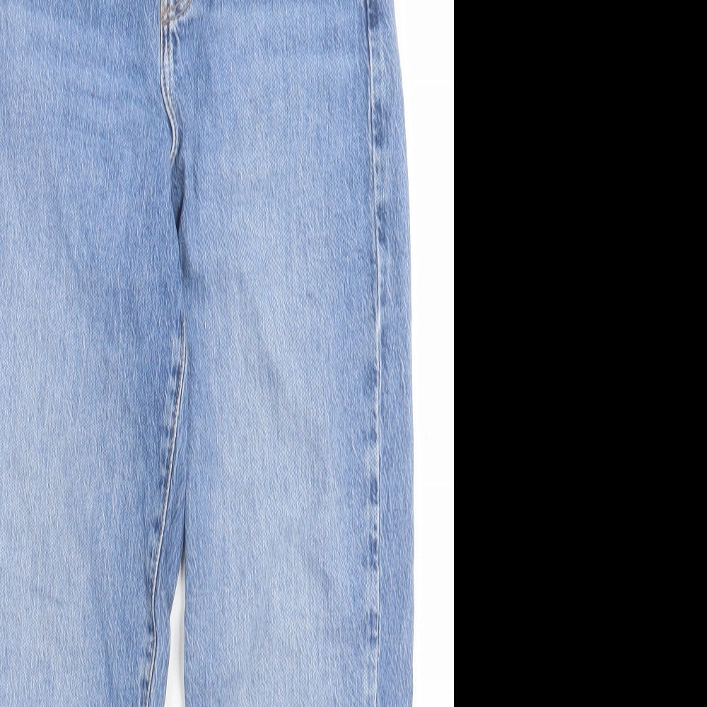 New Look Womens Blue Cotton Mom Jeans Size 10 L26 in Regular Button