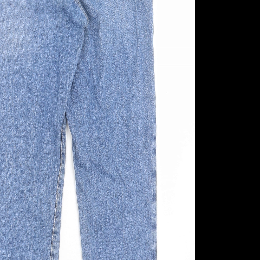 New Look Womens Blue Cotton Mom Jeans Size 10 L26 in Regular Button