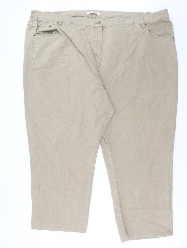 Casual Comfort Womens Beige Cotton Straight Jeans Size 50 in L26 in Regular Button