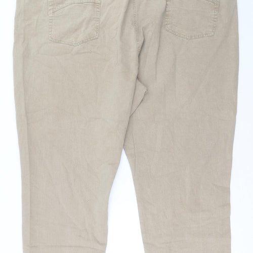 Casual Comfort Womens Beige Cotton Straight Jeans Size 50 in L26 in Regular Button