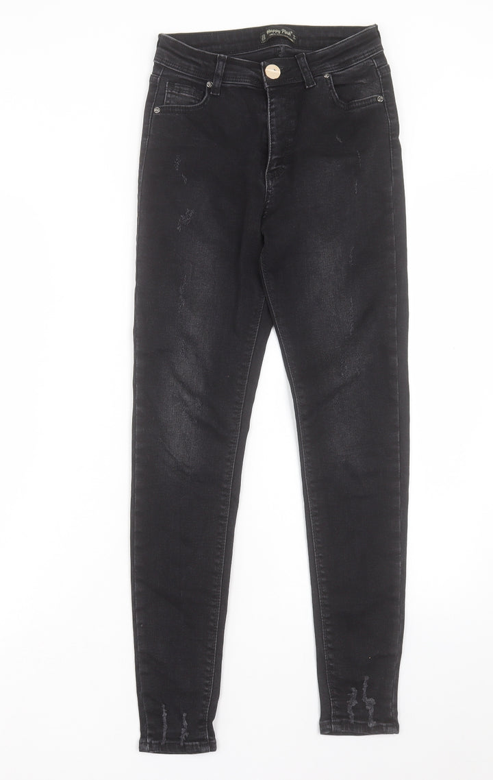 Happy Pink Womens Black Cotton Skinny Jeans Size 24 in L27 in Regular Button