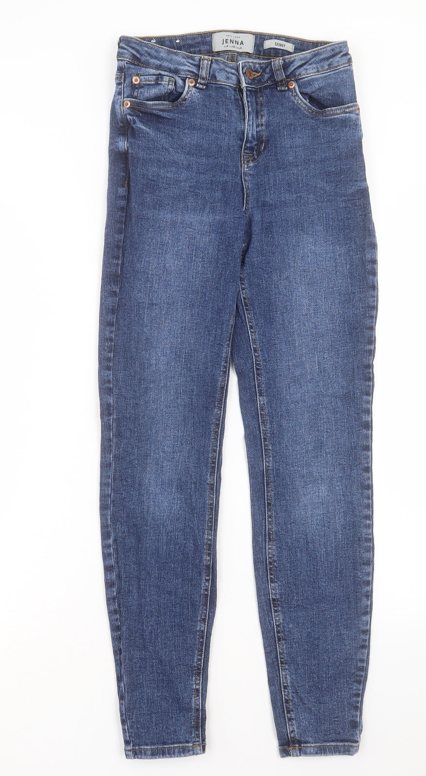 New Look Womens Blue Cotton Skinny Jeans Size 8 L28 in Regular Button