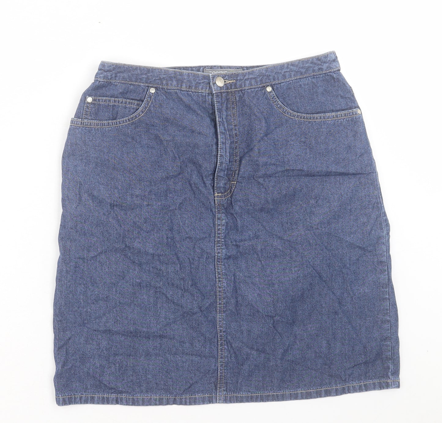 Esprit Womens Blue Cotton A-Line Skirt Size 10 Button