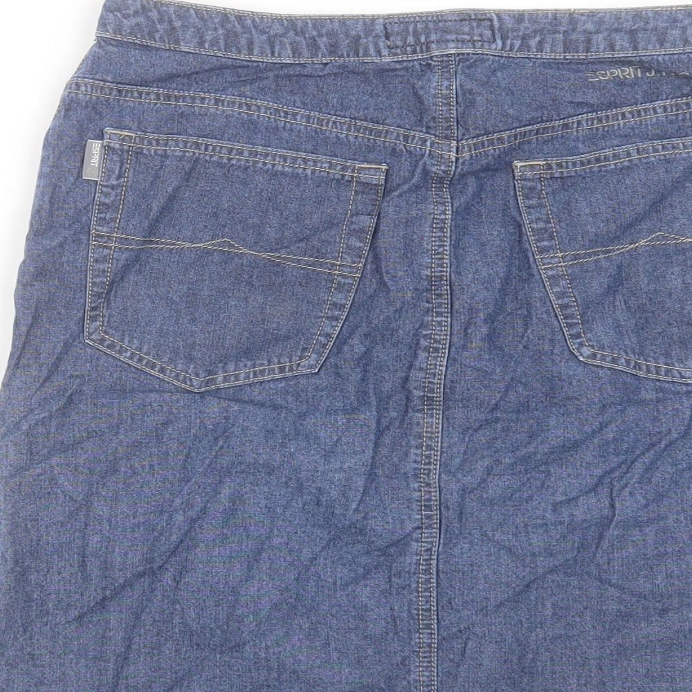 Esprit Womens Blue Cotton A-Line Skirt Size 10 Button