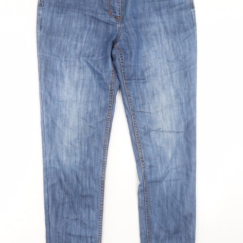 M&Co Womens Blue Cotton Straight Jeans Size 12 L29 in Regular Button