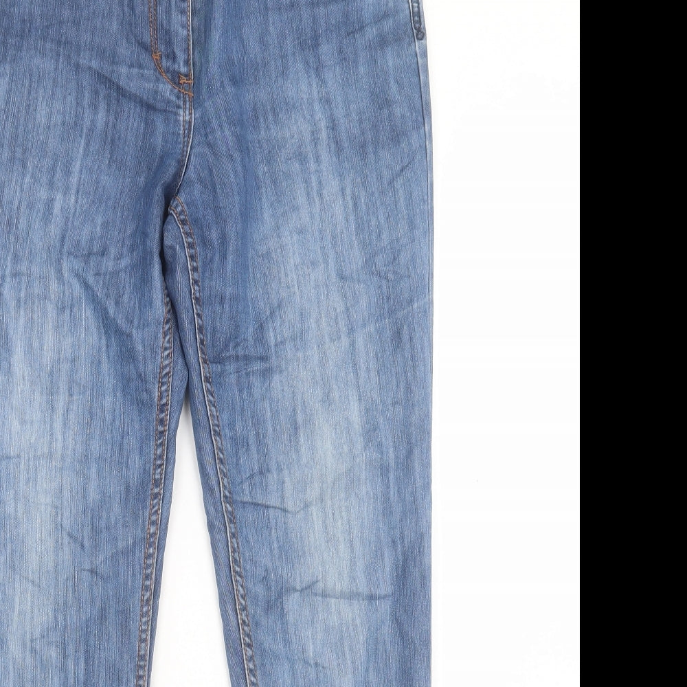 M&Co Womens Blue Cotton Straight Jeans Size 12 L29 in Regular Button