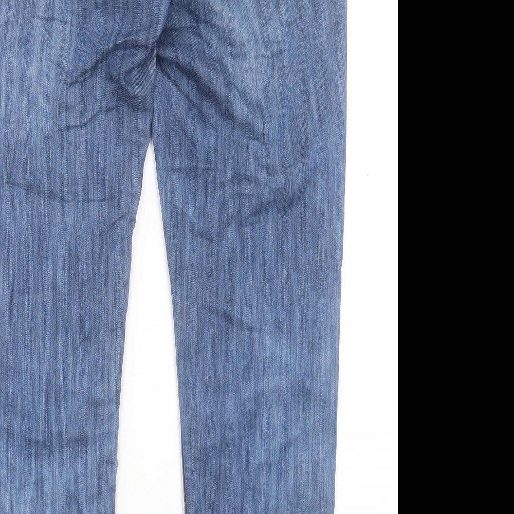 M&Co Womens Blue Cotton Straight Jeans Size 12 L29 in Regular Button