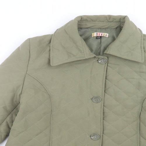 Dixie Womens Green Quilted Coat Size 16 Button