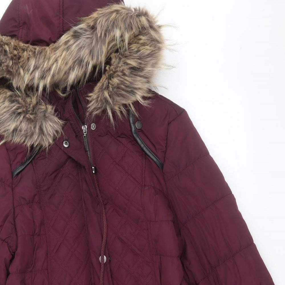 Select Womens Purple Parka Coat Size 16 Zip
