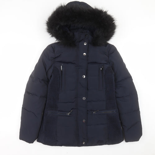 Debenhams Womens Blue Parka Coat Size 12 Zip