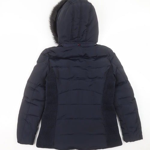 Debenhams Womens Blue Parka Coat Size 12 Zip