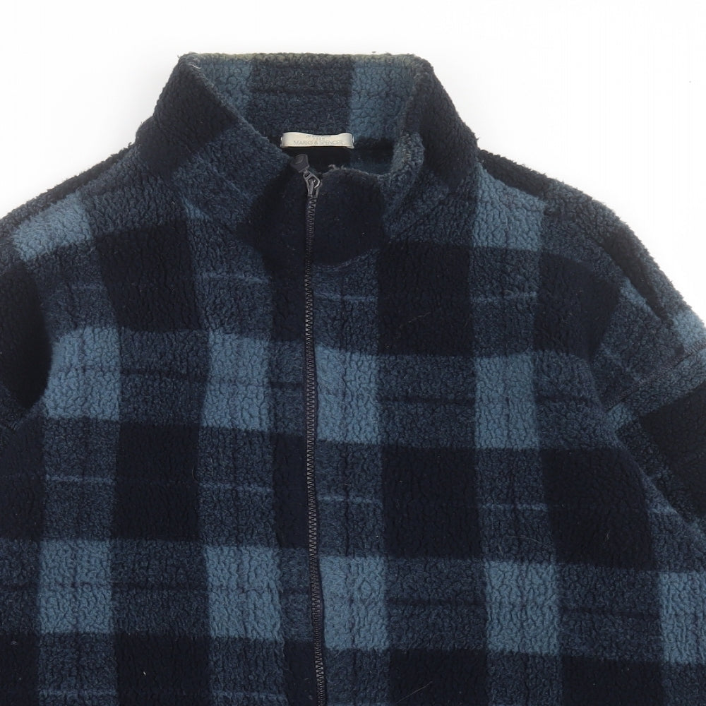 Marks and Spencer Womens Blue Plaid Jacket Size 12 Zip
