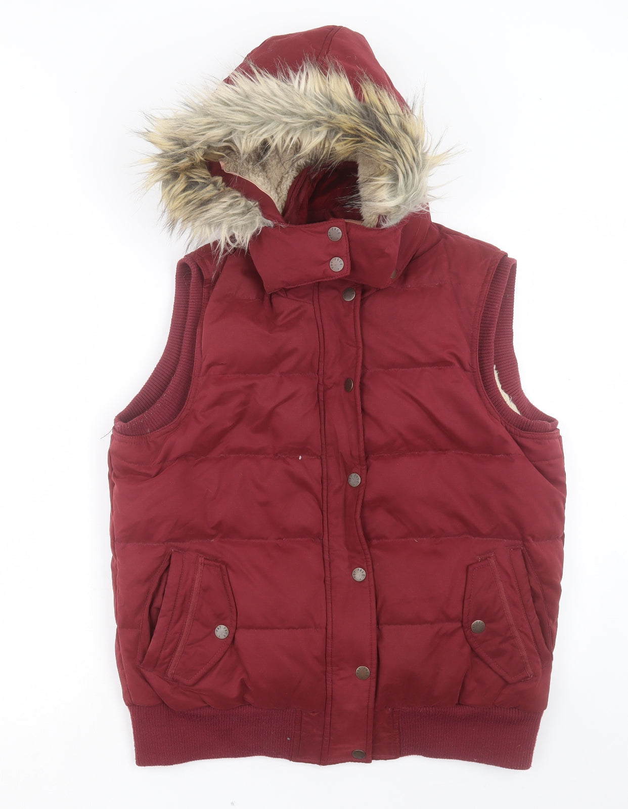 FATFACE Womens Red Gilet Waistcoat Size 14 Zip