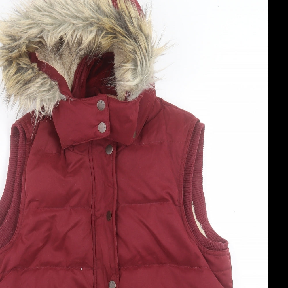FATFACE Womens Red Gilet Waistcoat Size 14 Zip