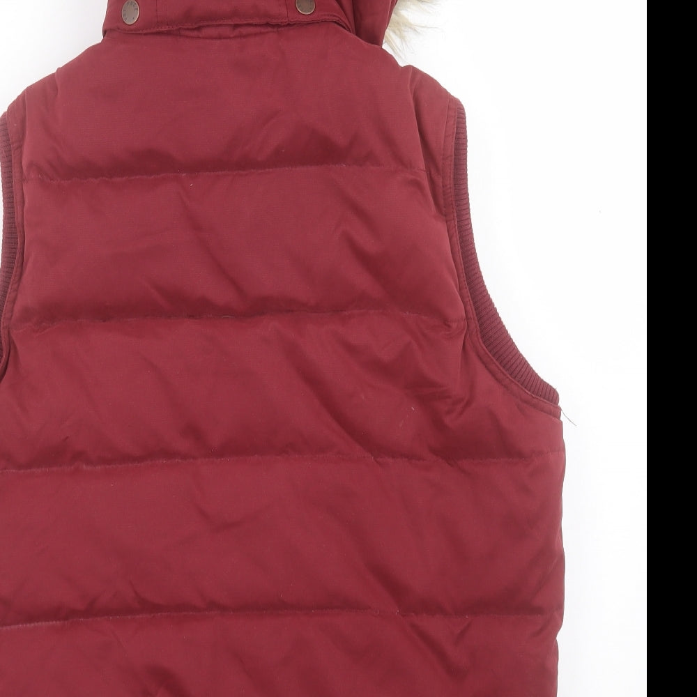 FATFACE Womens Red Gilet Waistcoat Size 14 Zip