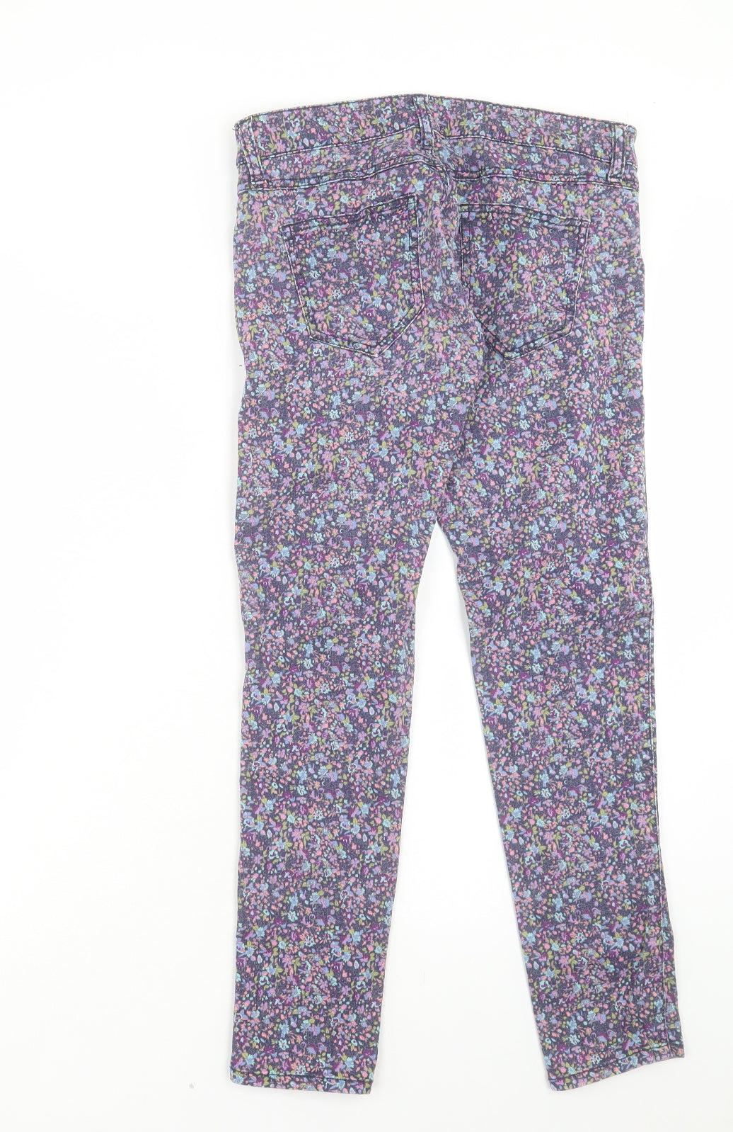 Preworn Womens Multicoloured Floral Cotton Cropped Jeans Size M L25 in Regular Button