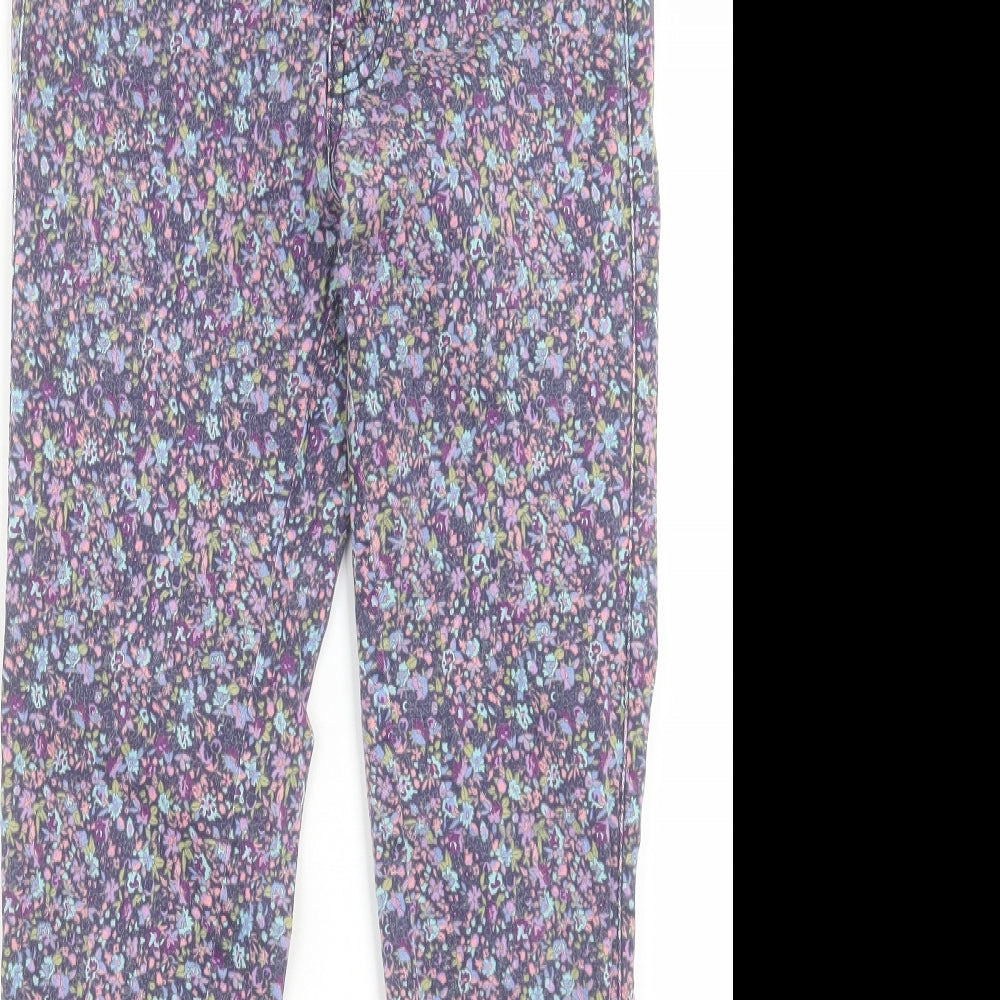 Preworn Womens Multicoloured Floral Cotton Cropped Jeans Size M L25 in Regular Button