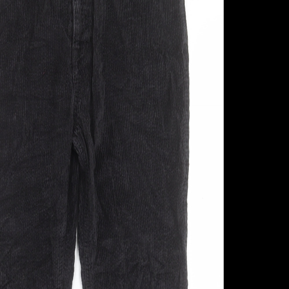 Fat Face Womens Black Cotton Trousers Size 14 L25 in Regular Button